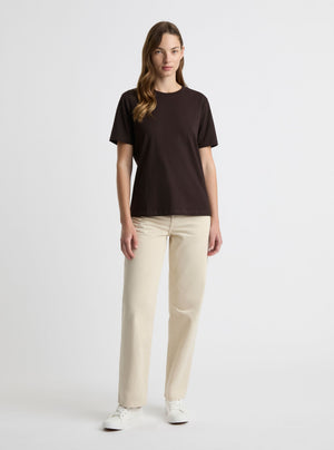 Dark Brown|Good Earth Cotton® Classic Tee – Sustainable Cotton T-shirts|Zenya is 5'10" and wearing a size S