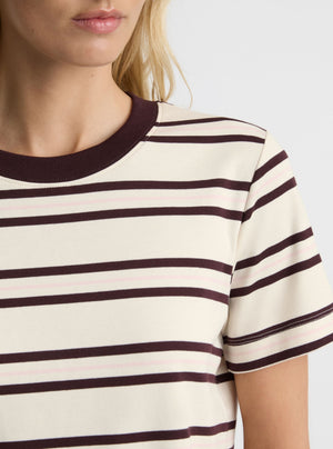 Stripe Off White/Burgundy|Amelia is 5'11" and wearing a size S