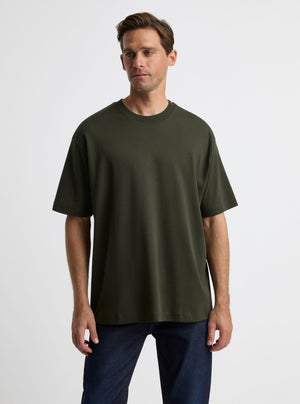 Green|Good Earth Cotton® Oversized Tee – Sustainable Cotton T-shirt|Broed is 6'1" and wearing a size L