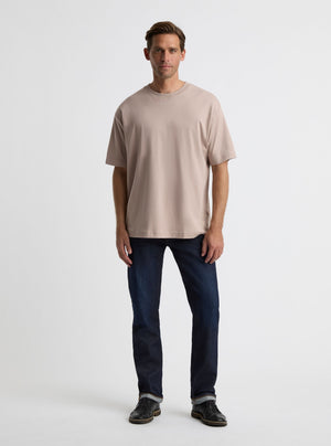 Mushroom|Good Earth Cotton® Oversized Tee – Sustainable Cotton T-shirt|Broed is 6'1" and wearing a size L