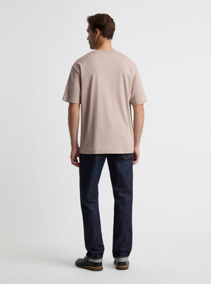 Mushroom|Good Earth Cotton® Oversized Tee – Sustainable Cotton T-shirt|Broed is 6'1" and wearing a size L