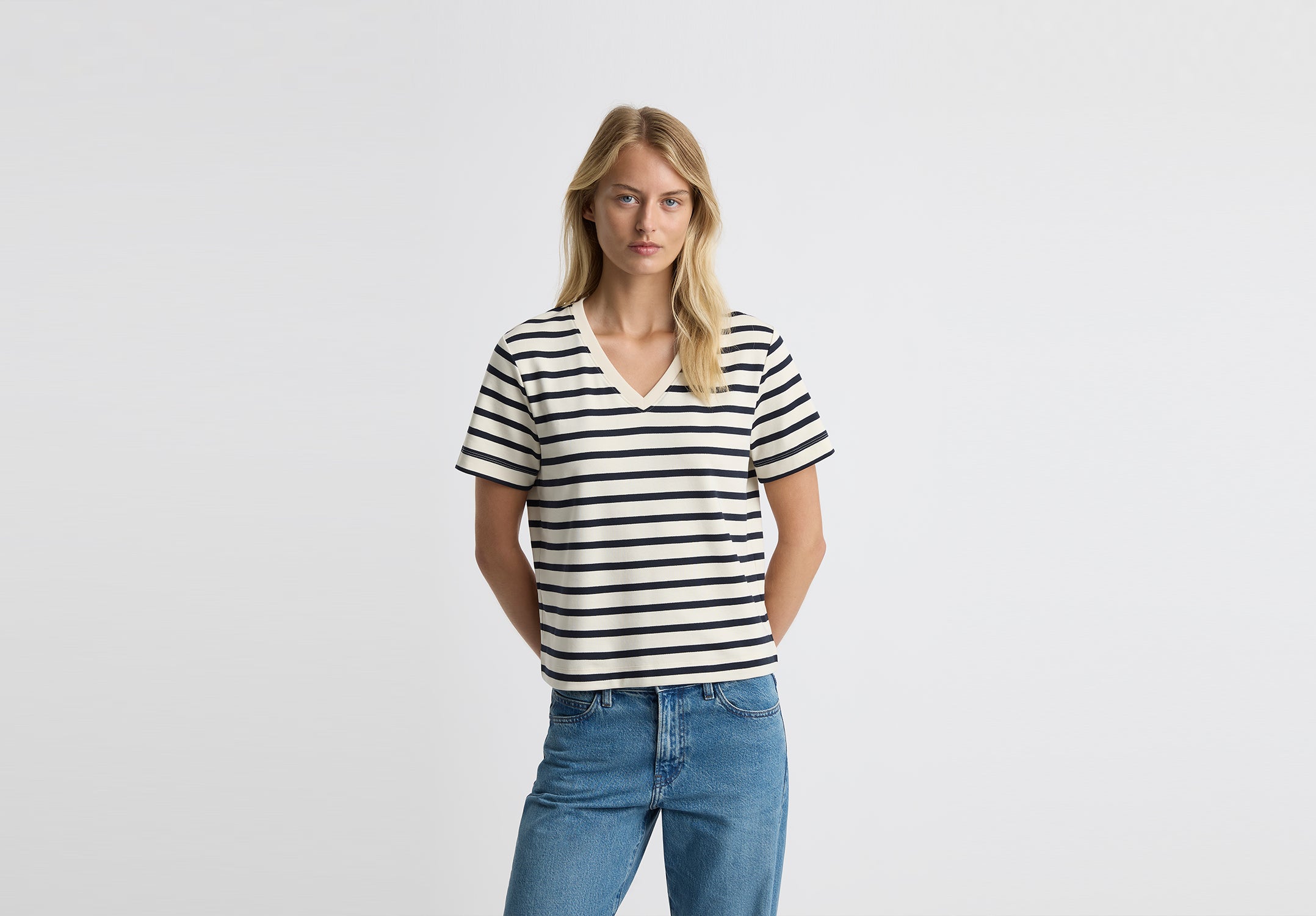 <div class="metafield-rich_text_field"><p>The <br />
Box-Cut V-neck</p></div>