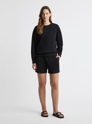 Black|Good Earth Cotton® Sweatshirts – Sustainable Cotton Sweatshirts|Zenya is 5'10" and wearing a size S
