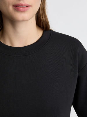 Black|Good Earth Cotton® Sweatshirts – Sustainable Cotton Sweatshirts|Zenya is 5'10" and wearing a size S