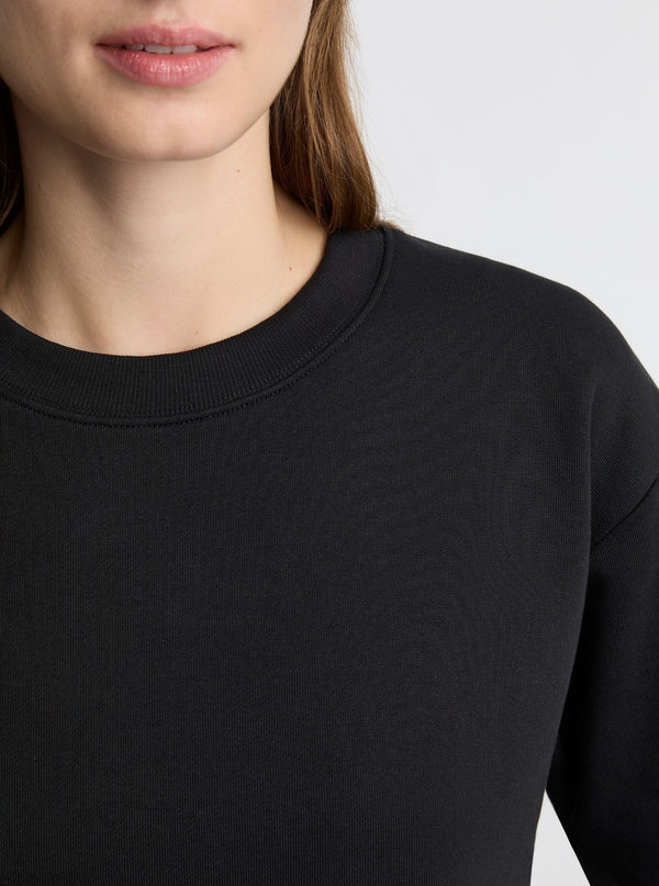 Black|Good Earth Cotton® Sweatshirts – Sustainable Cotton Sweatshirts|Zenya is 5'10" and wearing a size S