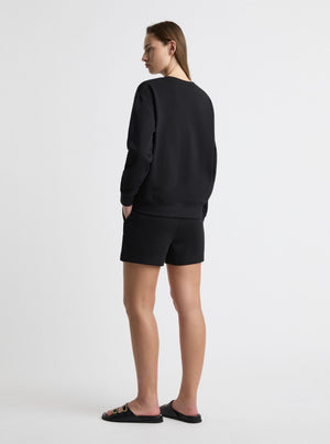Black|Good Earth Cotton® Sweatshirts – Sustainable Cotton Sweatshirts|Zenya is 5'10" and wearing a size S