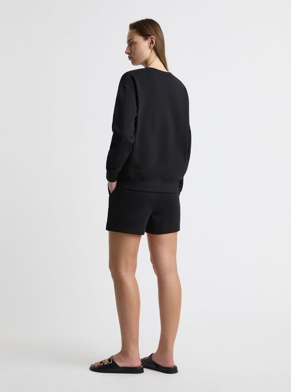 Black|Good Earth Cotton® Sweatshirts – Sustainable Cotton Sweatshirts|Zenya is 5'10" and wearing a size S