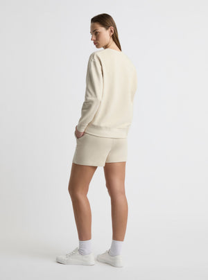 Ecru|Good Earth Cotton® Sweatshirts – Sustainable Cotton Sweatshirts|Zenya is 5'10" and wearing a size S
