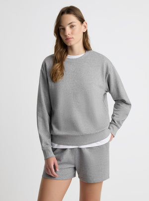 Grey Marl|Good Earth Cotton® Sweatshirts – Sustainable Cotton Sweatshirts|Zenya is 5'10" and wearing a size S