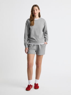 Grey Marl|Good Earth Cotton® Sweatshirts – Sustainable Cotton Sweatshirts|Zenya is 5'10" and wearing a size S