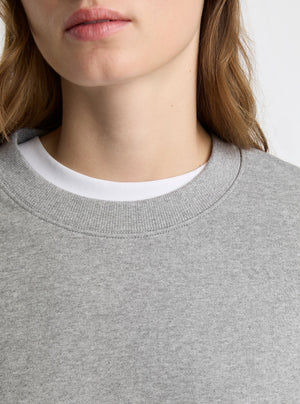 Grey Marl|Good Earth Cotton® Sweatshirts – Sustainable Cotton Sweatshirts|Zenya is 5'10" and wearing a size S