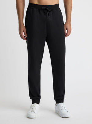 Black|Good Earth Cotton® Sweatpants for men – Sustainable Cotton Sweatpants|Broed is 185 cm and wearing a size L