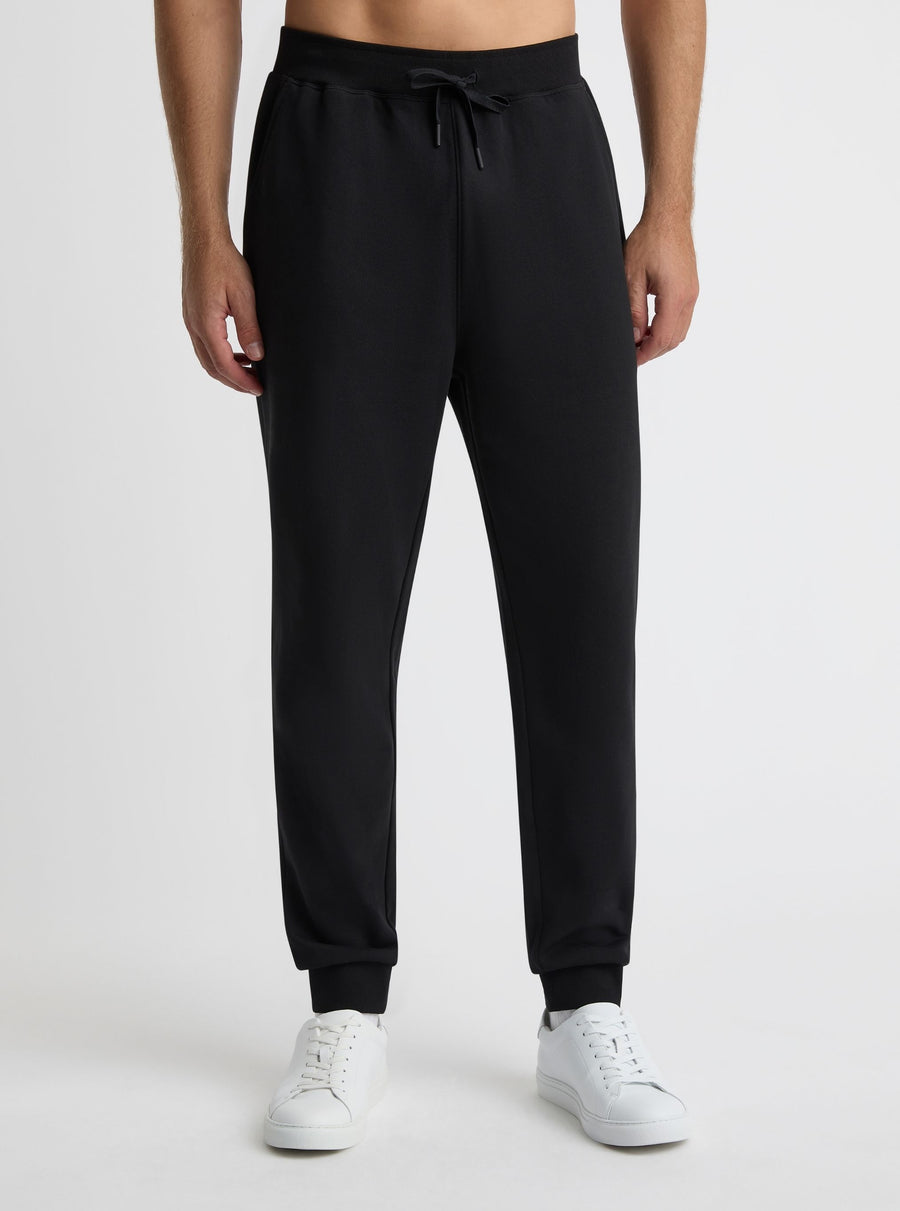 Black|Good Earth Cotton® Sweatpants for men – Sustainable Cotton Sweatpants|Broed is 185 cm and wearing a size L