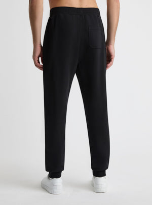Black|Good Earth Cotton® Sweatpants for men – Sustainable Cotton Sweatpants|Broed is 185 cm and wearing a size L