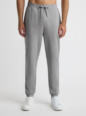 Grey Marl|Good Earth Cotton® Sweatpants for men – Sustainable Cotton Sweatpants|Broed is 185 cm and wearing a size L