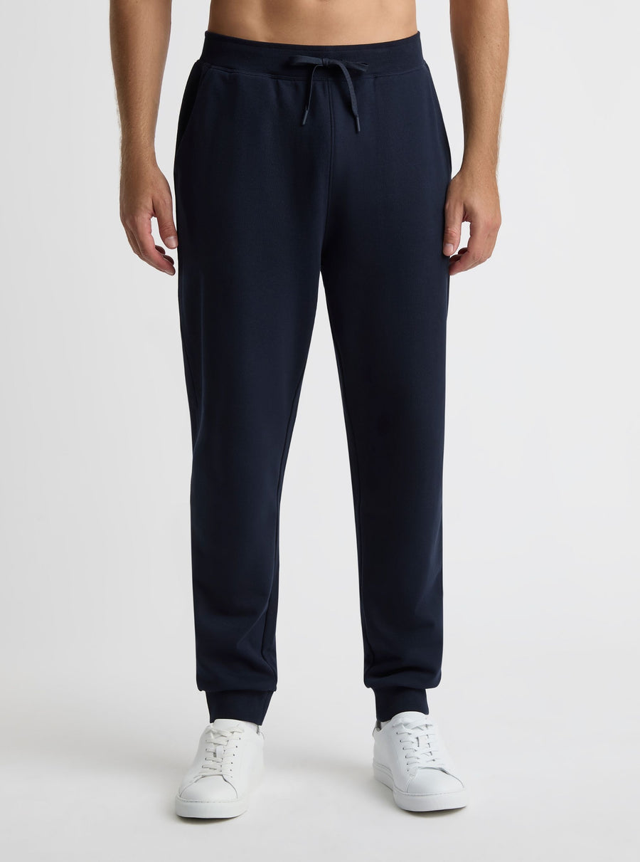 Navy|Good Earth Cotton® Sweatpants for men – Sustainable Cotton Sweatpants|Broed is 185 cm and wearing a size L