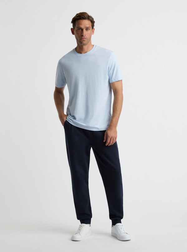 Navy|Good Earth Cotton® Sweatpants for men – Sustainable Cotton Sweatpants|Broed is 185 cm and wearing a size L