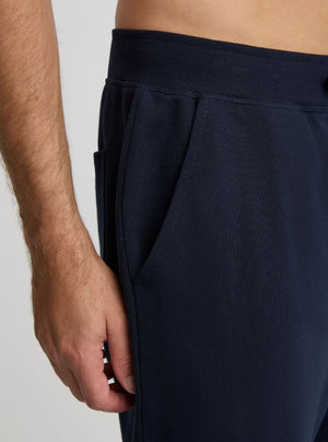 Navy|Good Earth Cotton® Sweatpants for men – Sustainable Cotton Sweatpants|Broed is 185 cm and wearing a size L