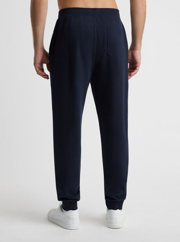 Navy|Good Earth Cotton® Sweatpants for men – Sustainable Cotton Sweatpants|Broed is 185 cm and wearing a size L
