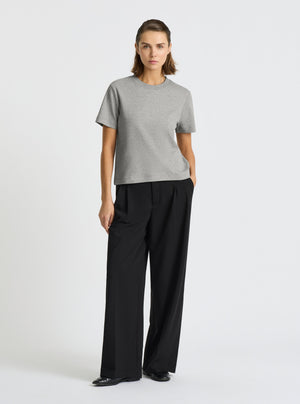 Grey Marl|Good Earth Cotton® Box Cut Tee – Sustainable Cotton T-shirt|Stas is 5'10" and wearing a size S