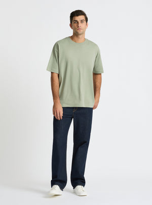 Dessert Sage|Good Earth Cotton® Oversized Tee – Sustainable Cotton T-shirt|Jack is 6’2” and wearing a size L