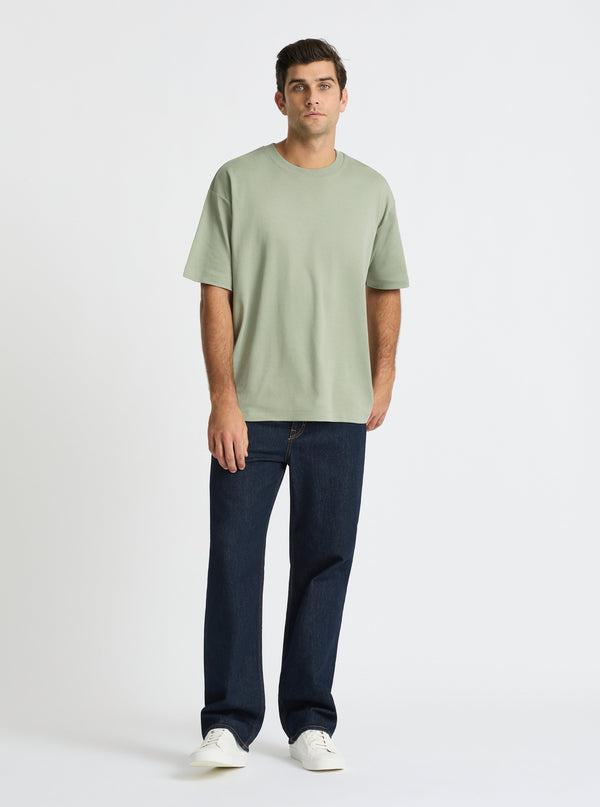 Dessert Sage|Good Earth Cotton® Oversized Tee – Sustainable Cotton T-shirt|Jack is 6’2” and wearing a size L