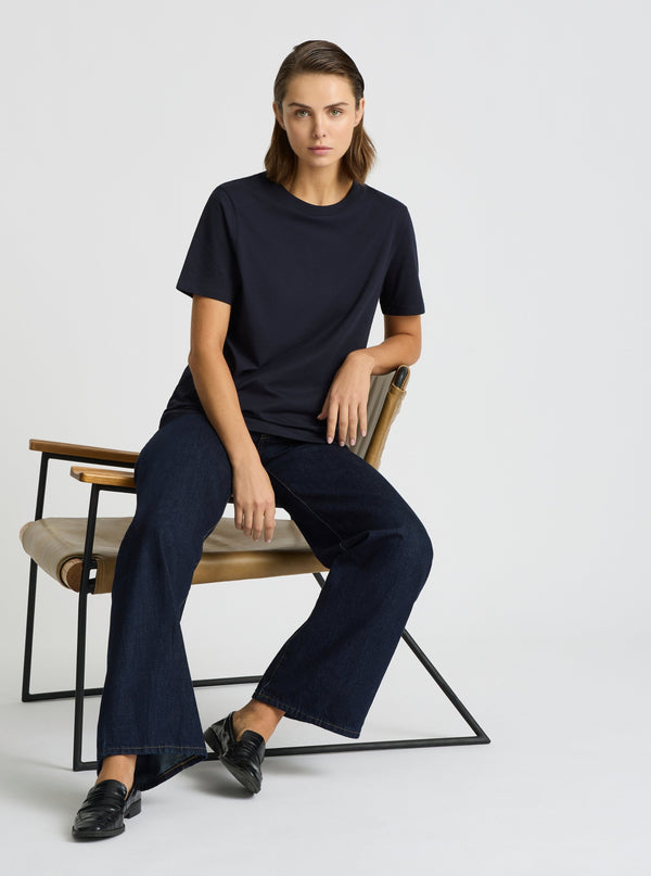 Navy|Good Earth Cotton® Classic Tee – Sustainable Cotton T-shirts|Stas is 5'10" and wearing a size S