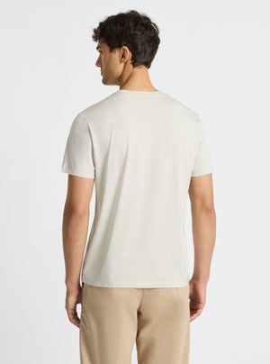 Light Grey|Supima® Mercerised Crew Tee for men – premium soft cotton t-shirt|Evans is 188 cm and wearing a size M