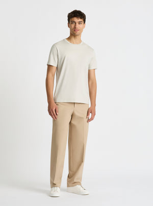 Light Grey|Supima® Mercerised Crew Tee for men – premium soft cotton t-shirt|Evans is 188 cm and wearing a size M