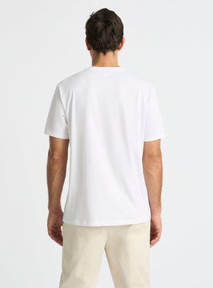 White|Supima® Mercerised V-neck Tee for men – premium soft cotton t-shirt|Jack is 188 cm� and wearing a size L