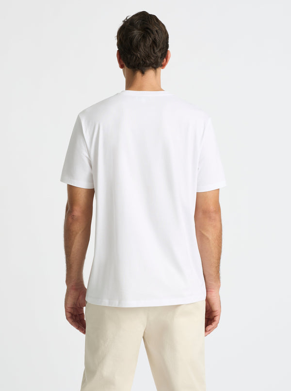White|Supima® Mercerised V-neck Tee for men – premium soft cotton t-shirt|Jack is 188 cm� and wearing a size L
