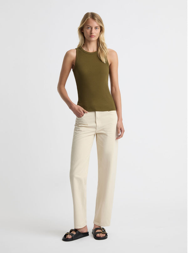Dark Olive|Good Earth Cotton® Tanks – Sustainable Cotton Tanks|Amelia is 5'11" and wearing a size S