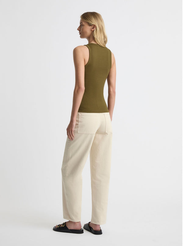 Dark Olive|Good Earth Cotton® Tanks – Sustainable Cotton Tanks|Amelia is 5'11" and wearing a size S
