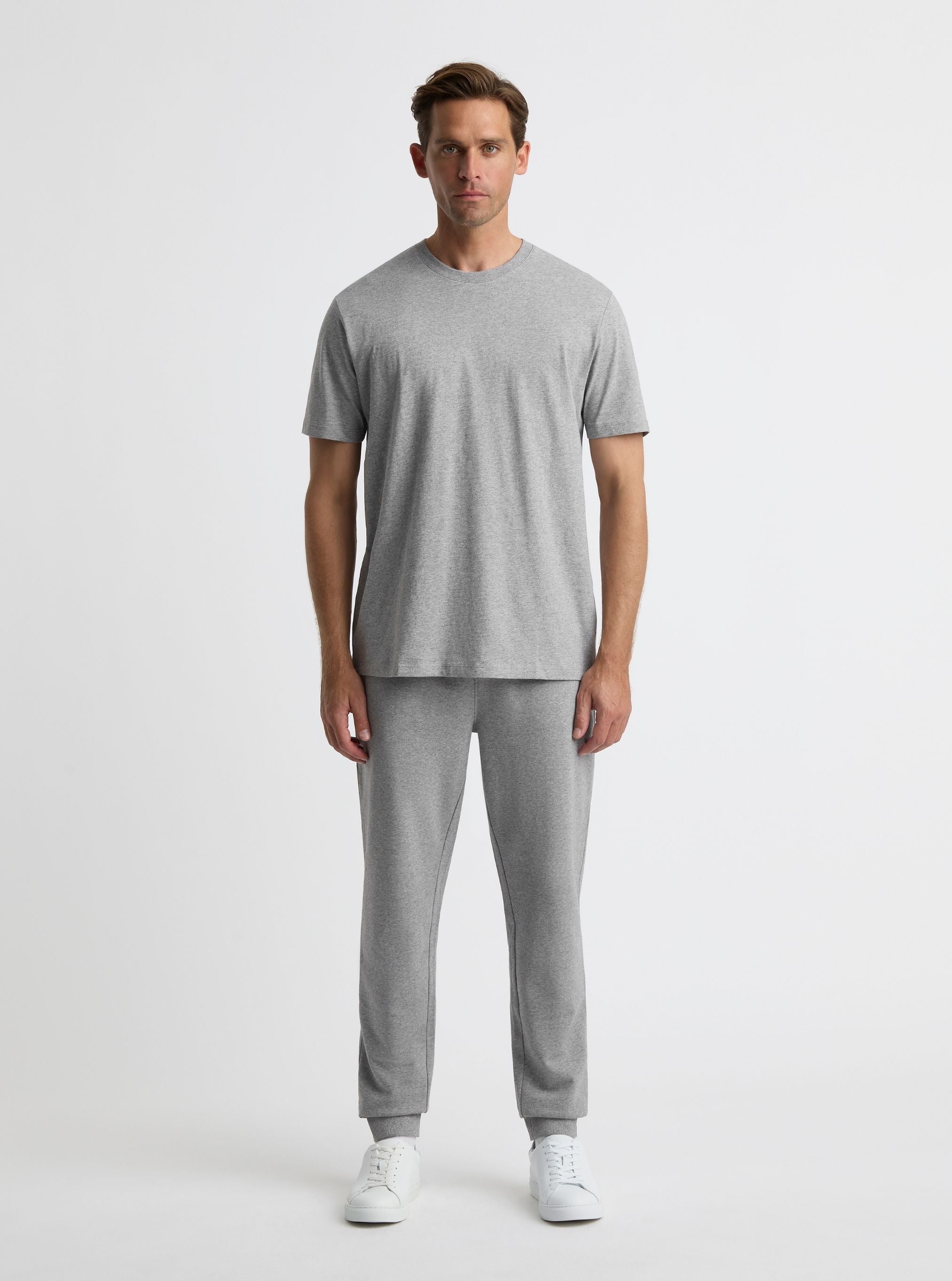 Grey Marl|Good Earth Cotton® Classic Tee – Sustainable Cotton T-shirts|Broed is 6'1" and wearing a size L
