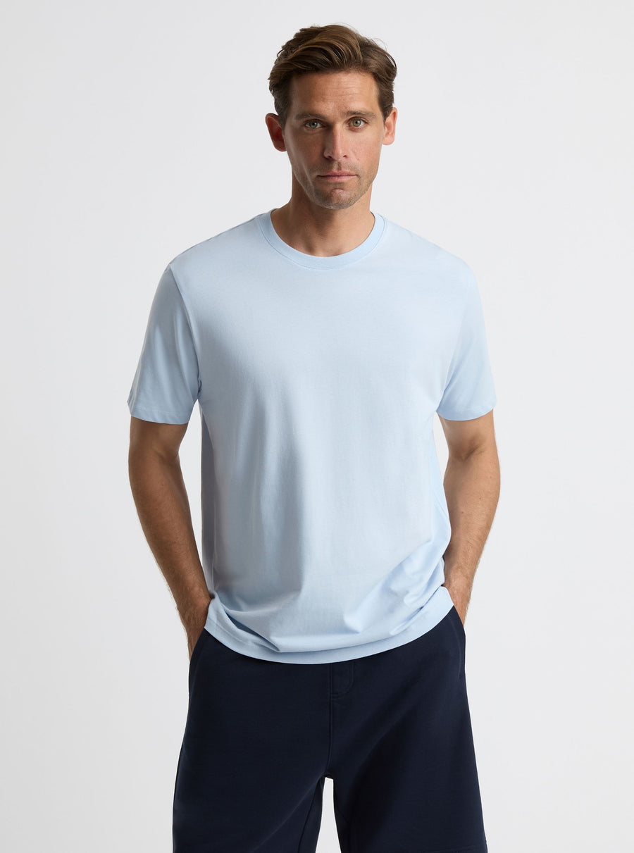 Sky Blue|Good Earth Cotton® Classic Tee – Sustainable Cotton T-shirts|Broed is 6'1" and wearing a size L