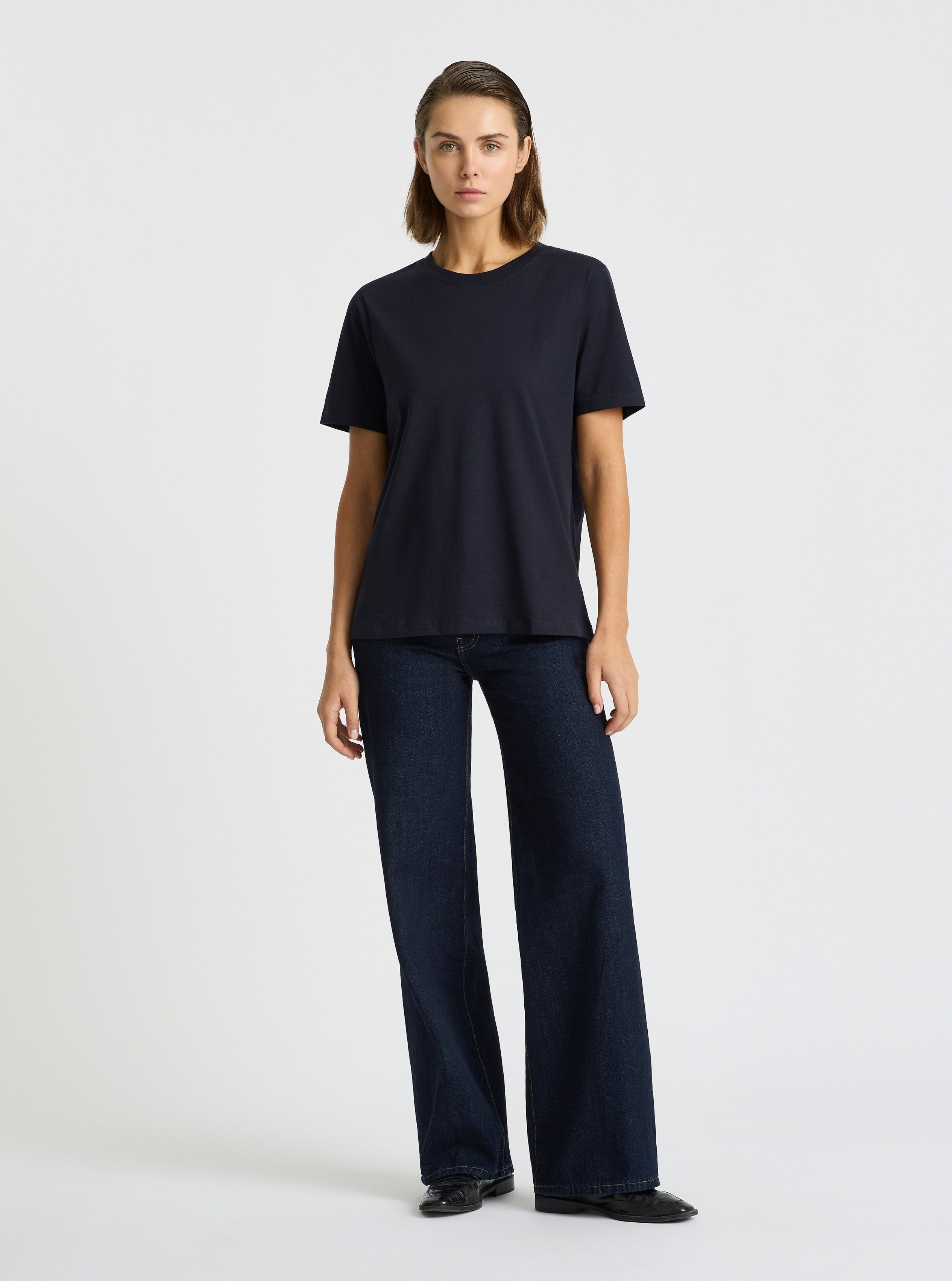 Navy|Stas is 5'10" and wearing a size S