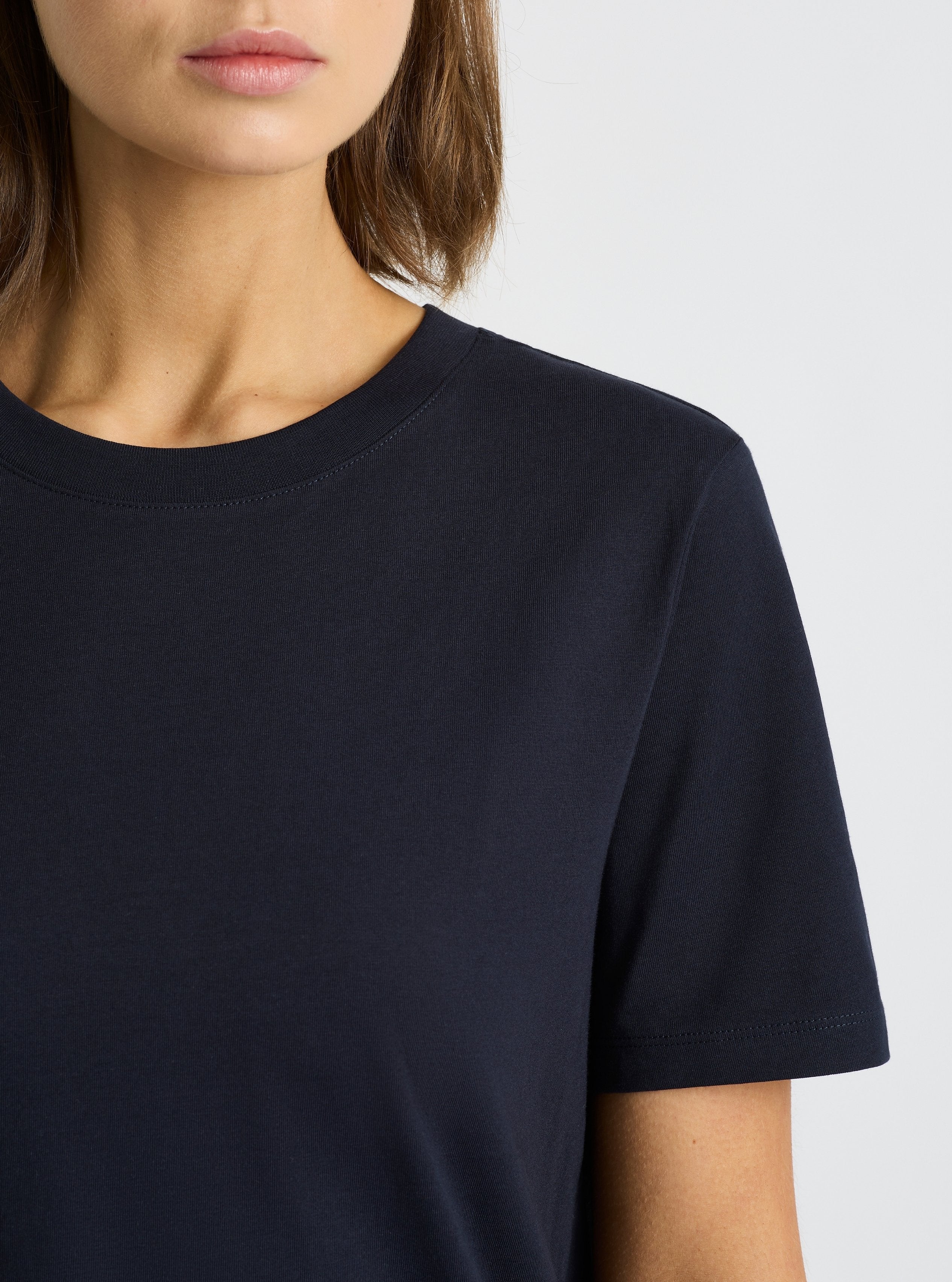 Navy|Stas is 5'10" and wearing a size S