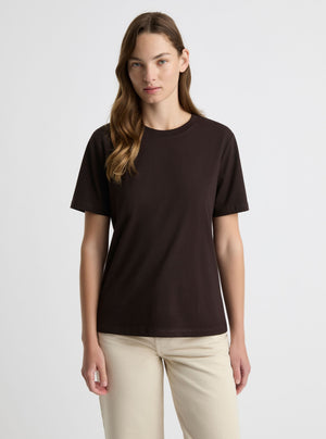 Dark Brown|Good Earth Cotton® Classic Tee – Sustainable Cotton T-shirts|Zenya is 5'10" and wearing a size S