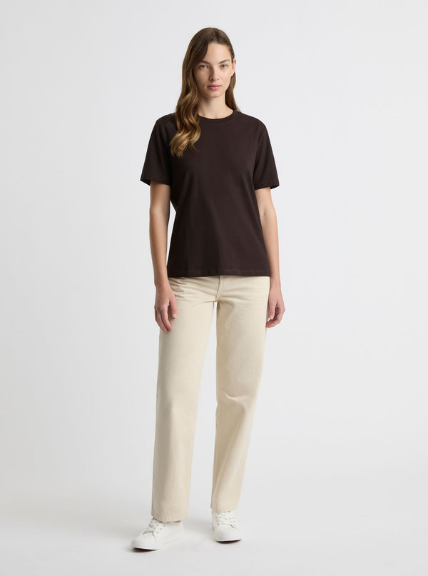 Dark Brown|Good Earth Cotton® Classic Tee – Sustainable Cotton T-shirts|Zenya is 5'10" and wearing a size S