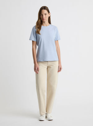 Light Blue|Good Earth Cotton® Classic Tee – Sustainable Cotton T-shirts|Zenya is 5'10" and wearing a size S