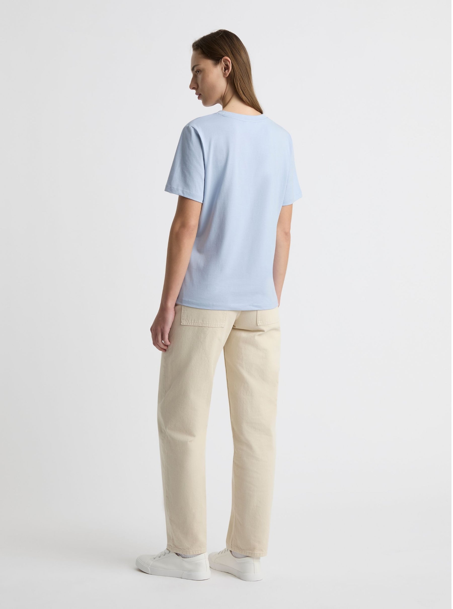 Light Blue|Good Earth Cotton® Classic Tee – Sustainable Cotton T-shirts|Zenya is 5'10" and wearing a size S