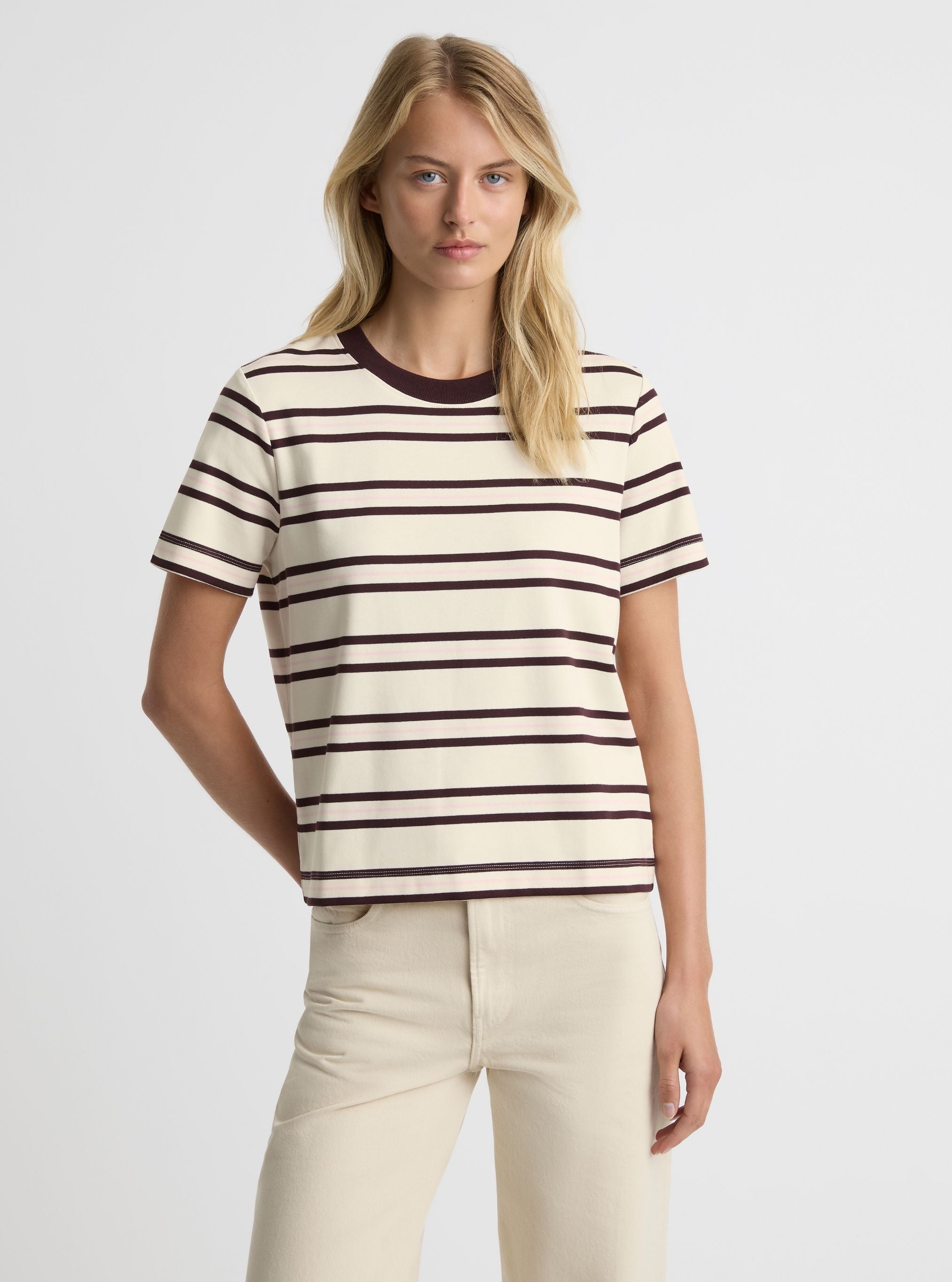 Stripe Off White/Burgundy