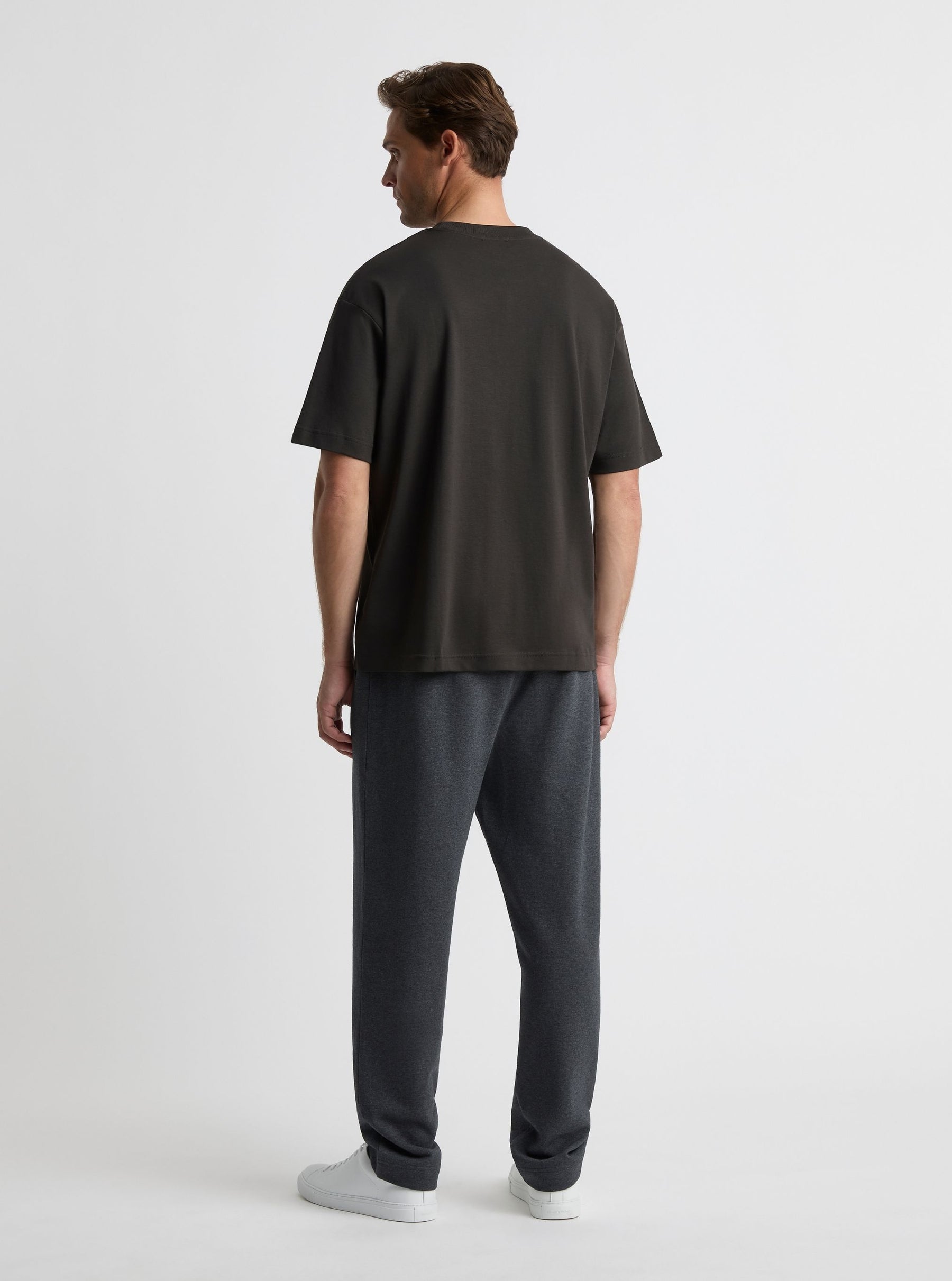 Charcoal|Good Earth Cotton® Oversized Tee – Sustainable Cotton T-shirt|Broed is 6'1" and wearing a size L