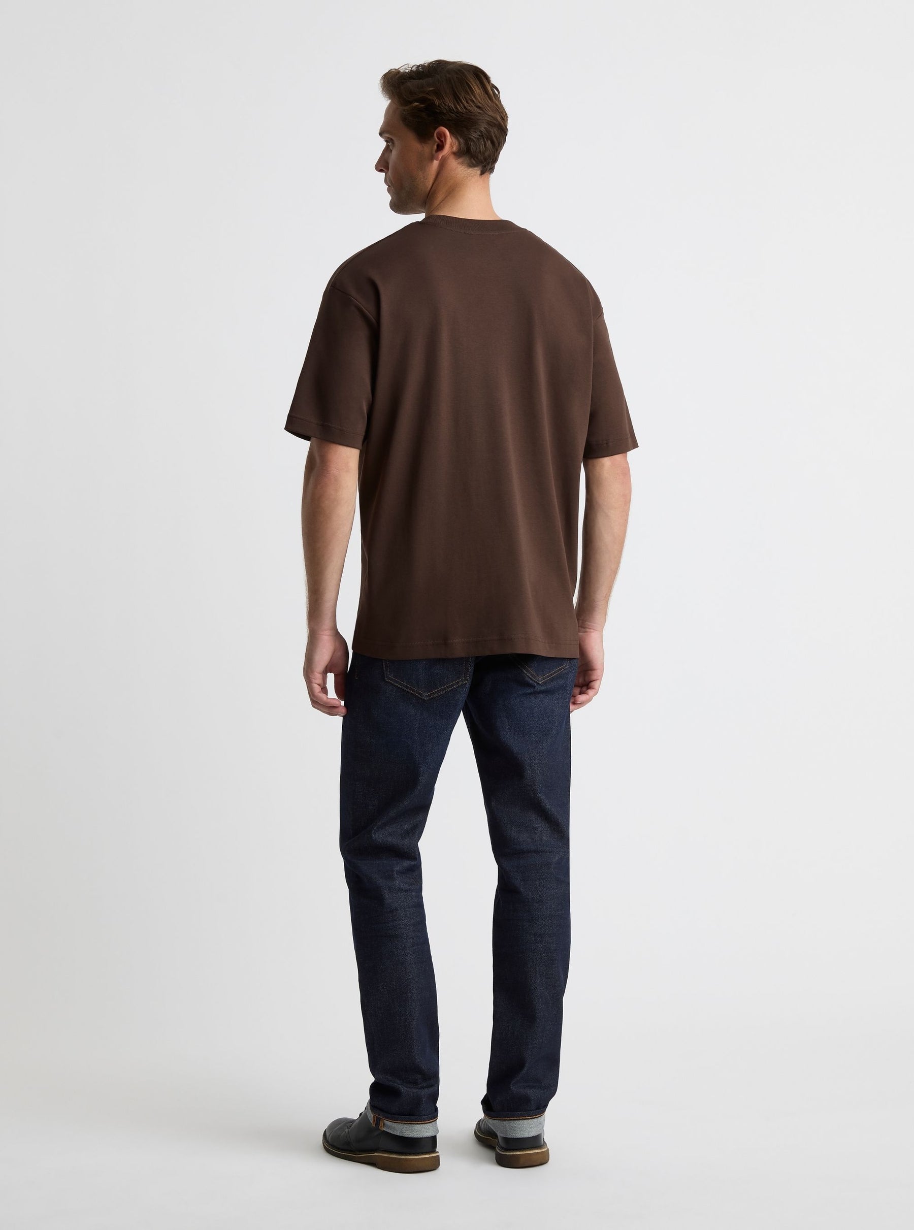Dark Brown|Good Earth Cotton® Oversized Tee – Sustainable Cotton T-shirt|Broed is 6'1" and wearing a size L