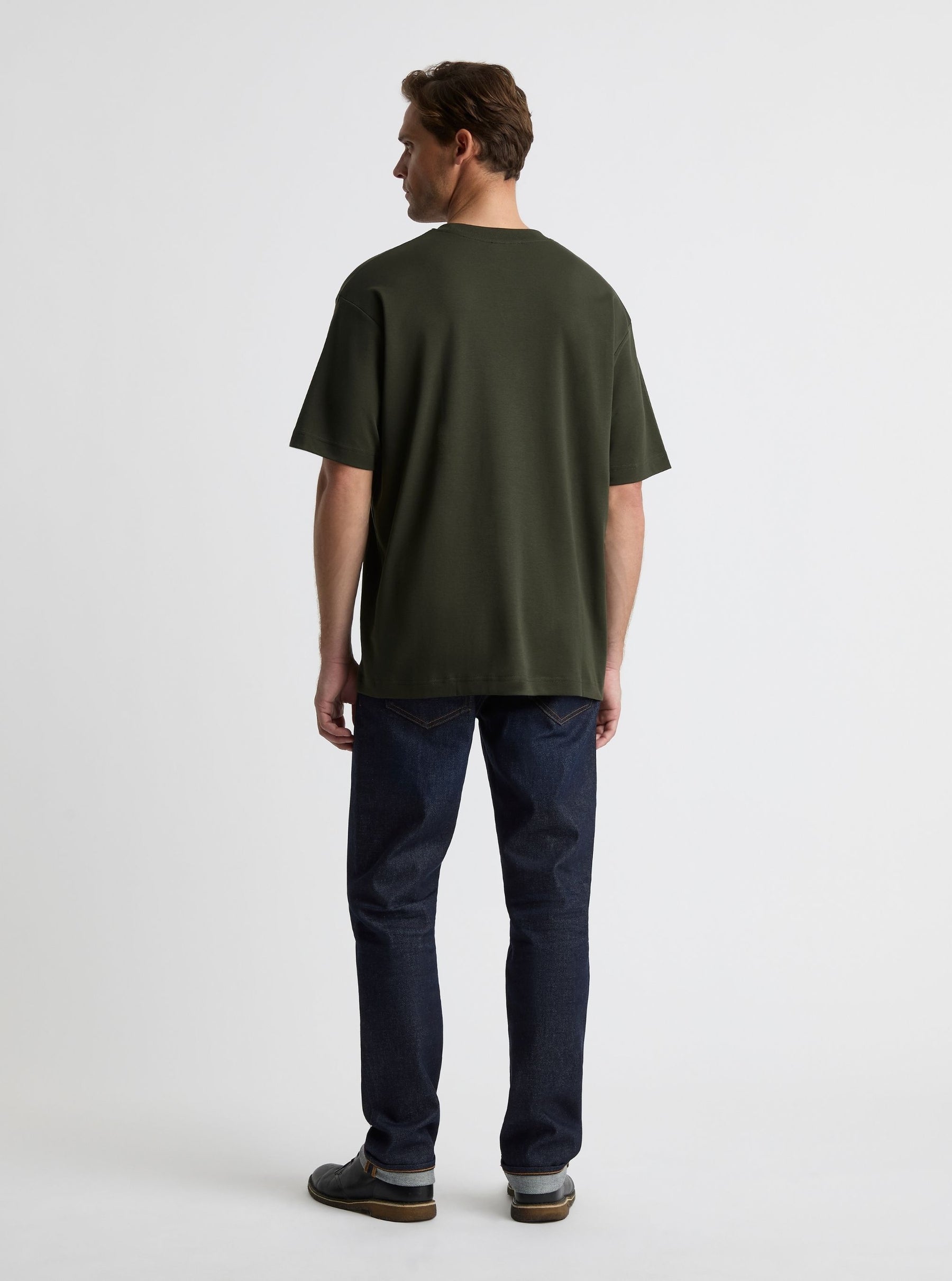 Green|Good Earth Cotton® Oversized Tee – Sustainable Cotton T-shirt|Broed is 6'1" and wearing a size L
