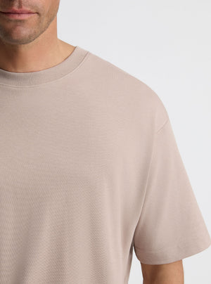 Mushroom|Good Earth Cotton® Oversized Tee – Sustainable Cotton T-shirt|Broed is 6'1" and wearing a size L