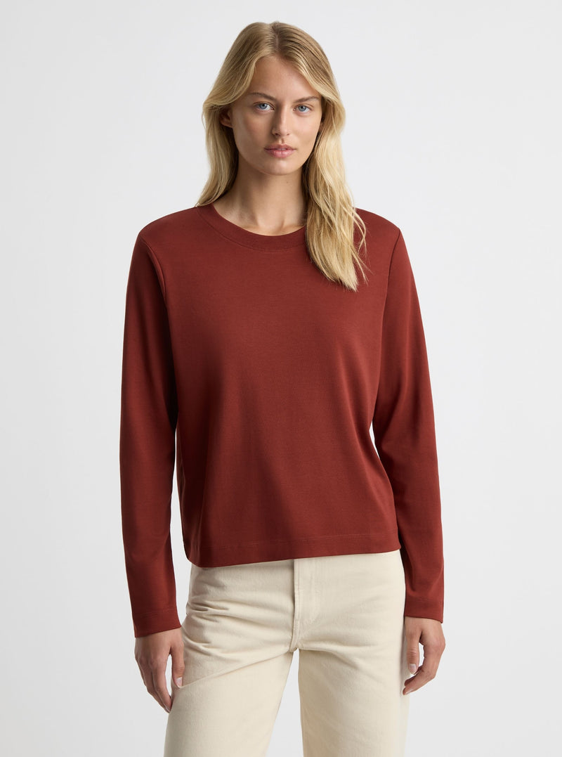 Dark Red|Amelia is 5'11" and wearing a size S