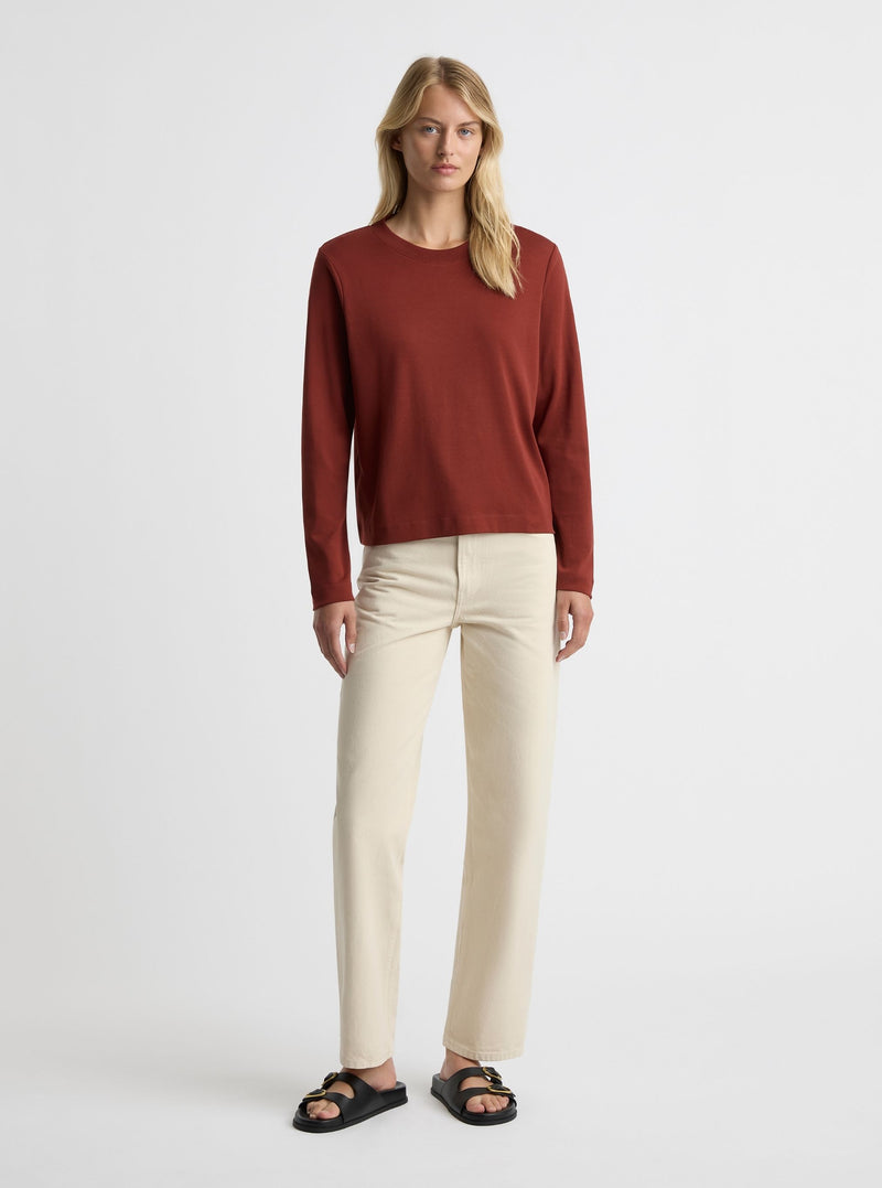 Dark Red|Amelia is 5'11" and wearing a size S
