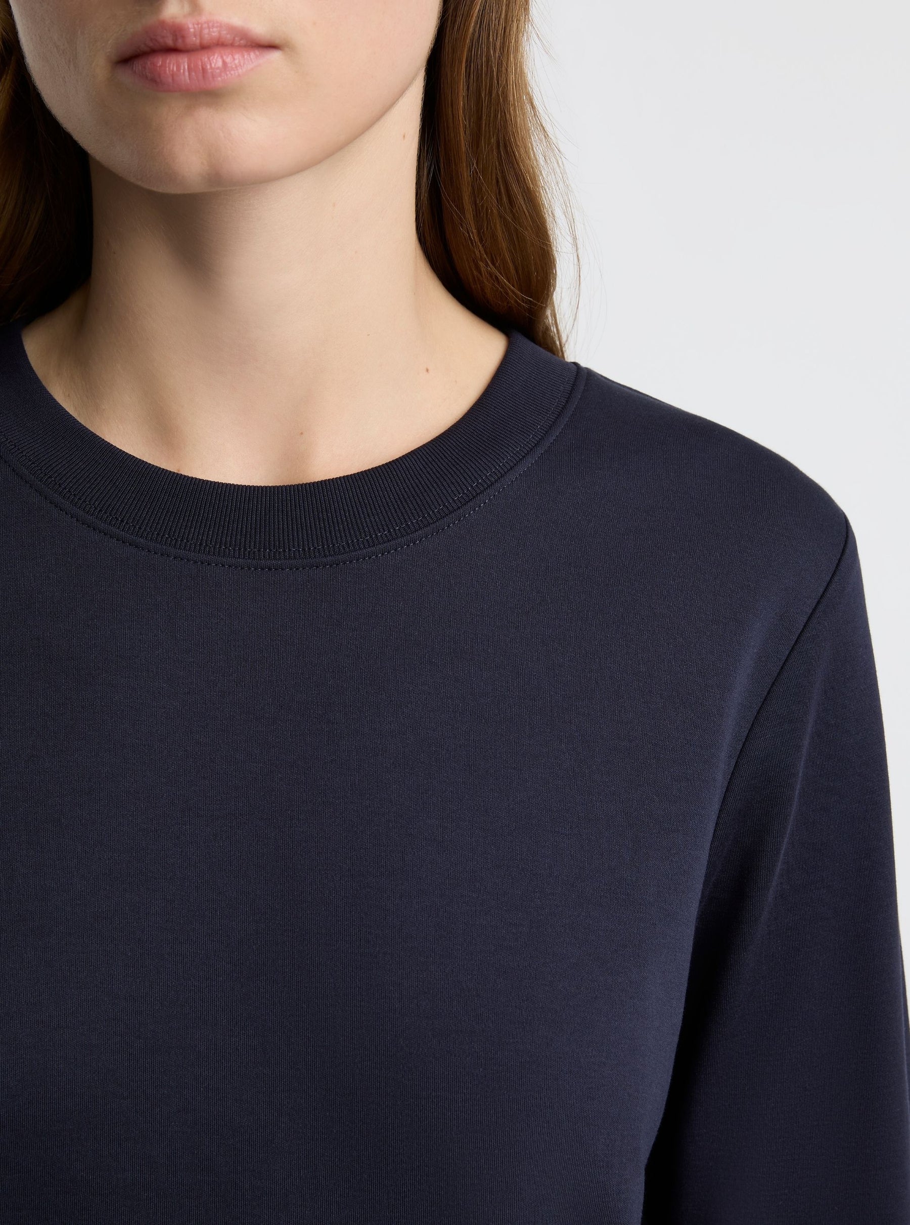 Navy|Zenya is 5'10" and wearing a size S
