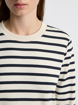 Stripe Off White/Navy|Zenya is 5'10" and wearing a size S